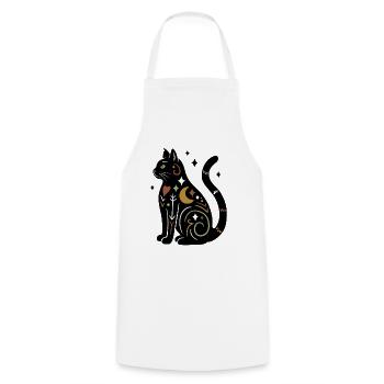 Magische Katze - Schwarz Bunt mit Sternen - Kochschürze - Weiß - Vorne - AI Model Male 185 dark (185cm)