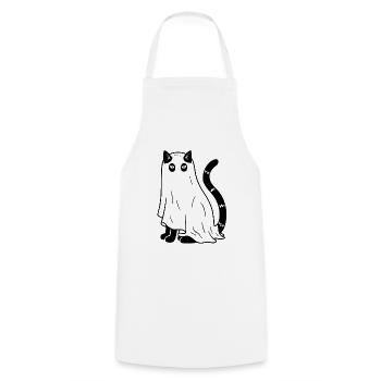 Halloween Katze Gespenst - Schwarz - Kochschürze - Weiß - Vorne - AI Model Male 185 dark (185cm)