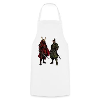 Roter und Grüner Samurai-Kontrast - Kochschürze - Weiß - Vorne - AI Model Male 185 dark (185cm)