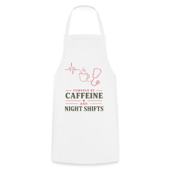KaffeeKraft Nachtschicht - Kochschürze - Weiß - Vorne - AI Model Male 185 dark (185cm)