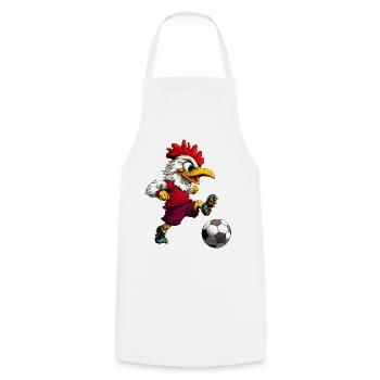 Fussballer Huhn - Kochschürze - Weiß - Vorne - AI Model Male 185 dark (185cm)