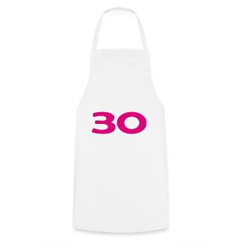30. 30 ANS. 30e ANNIVERSAIRE. ANNIVERSAIRE 30 ANS. - Tablier de cuisine - blanc - Devant - AI Model Male 185 dark (185cm)