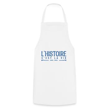 L'histoire c'est la vie. cadeau humoristique. - Tablier de cuisine - blanc - Devant - AI Model Male 185 dark (185cm)