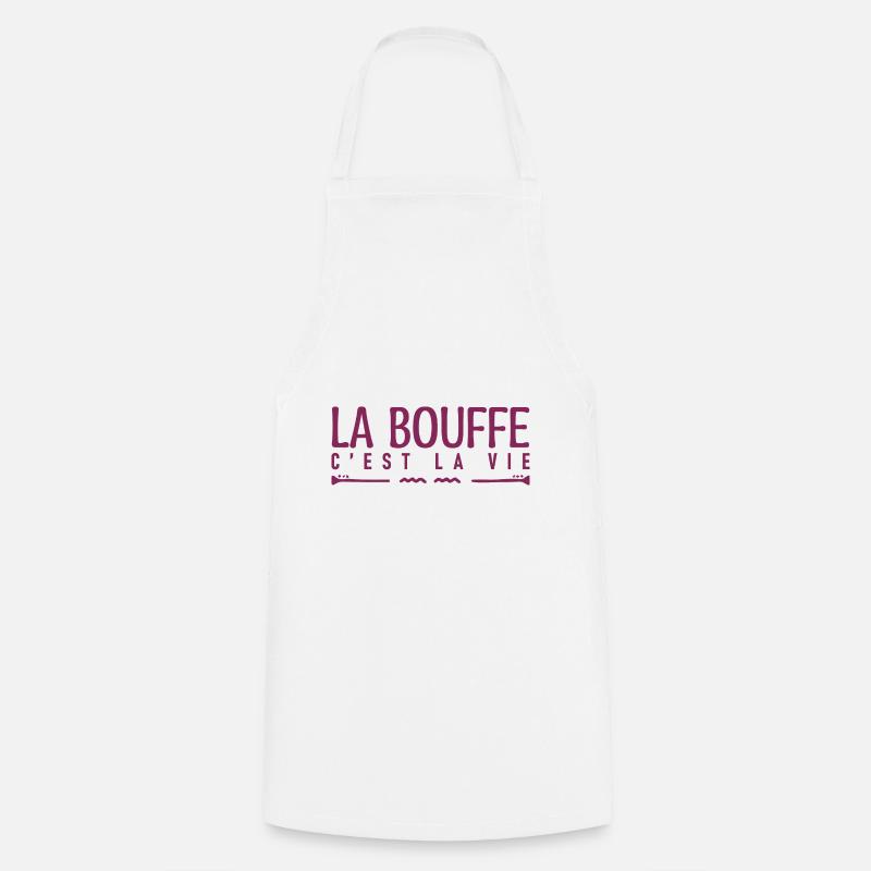 La bouffe c'est la vie. J'aime la bouffe. - Tablier de cuisine - blanc