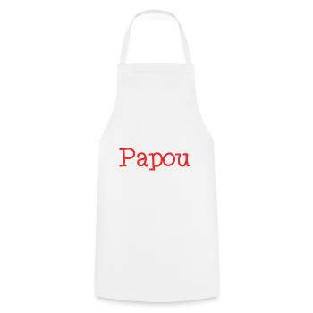 PAPOU. PAPA. FÊTE DES PÈRES. BONNE FÊTE PAPA - Tablier de cuisine - blanc - Devant - AI Model Male 185 dark (185cm)