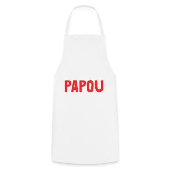 PAPOU. PAPA. FÊTE DES PÈRES. BONNE FÊTE PAPA - Tablier de cuisine - blanc - Devant - AI Model Male 185 dark (185cm)