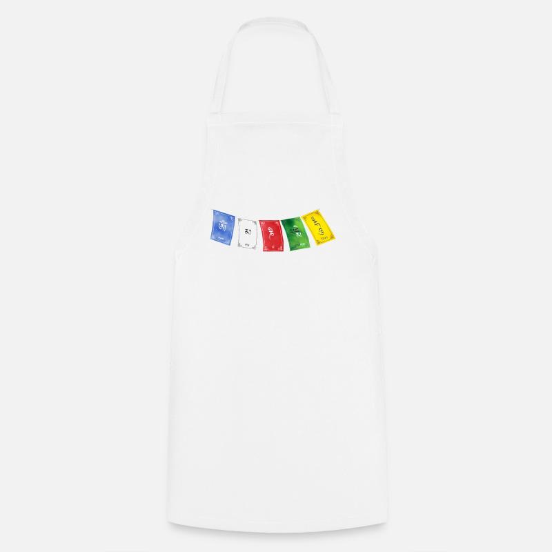 OM MA NI PADME HUM - Drapeaux de prière 2 - Tablier de cuisine - blanc
