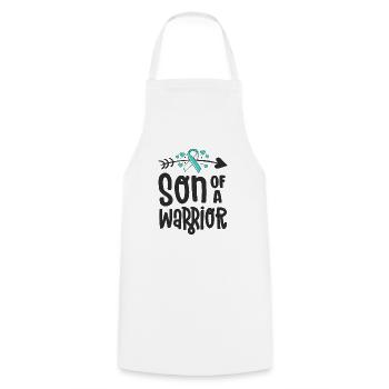 Son Of A Warrior Teal White Cervical Cancer - Cooking Apron - white - Front - AI Model Male 185 dark (185cm)