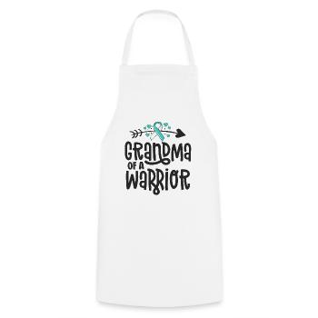 Grandma Of A Warrior Teal Cervical Cancer Family - Cooking Apron - white - Front - AI Model Male 185 dark (185cm)