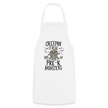 Creepin It Real Pre-K Monsters Halloween - Cooking Apron - white - Front - AI Model Male 185 dark (185cm)