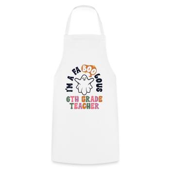 Teacher Halloween Retro 6th Grade Vintage Sixth - Cooking Apron - white - Front - AI Model Male 185 dark (185cm)