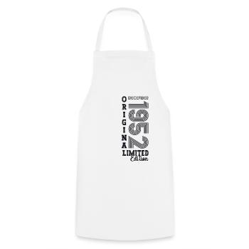 Cadeau original du 70e anniversaire de décembre 1952 - Tablier de cuisine - blanc - Devant - AI Model Male 185 dark (185cm)
