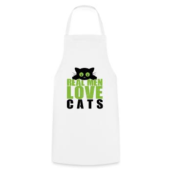 real men loves cats funny slogan for all catlover - Cooking Apron - white - Front - AI Model Male 185 dark (185cm)