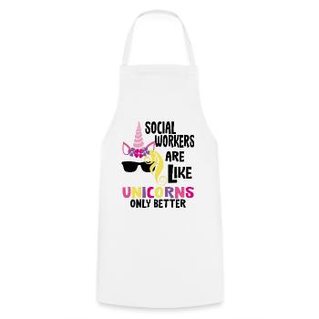 Social work social worker ladies gift - Cooking Apron - white - Front - AI Model Male 185 dark (185cm)