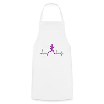 Fitness Running Funny Ladies EKG Runner Heartbeat - Cooking Apron - white - Front - AI Model Male 185 dark (185cm)