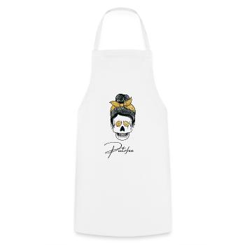 #Putzfee Putzfrau putzen Hausfrau Totenkopf - Kochschürze - Weiß - Vorne - AI Model Male 185 dark (185cm)