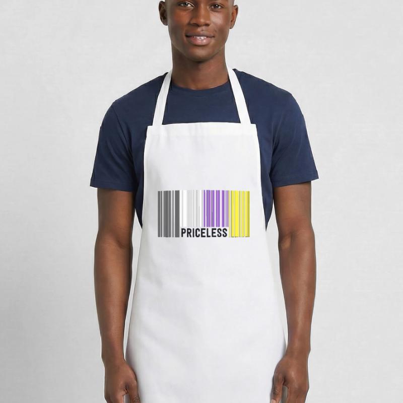Priceless Gender Nonbinary Pride Barcode Discreet Cooking Apron