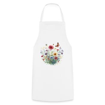 Boho Blumengarten Vintage Blumen Wildblumen - Kochschürze - Weiß - Vorne - AI Model Male 185 dark (185cm)