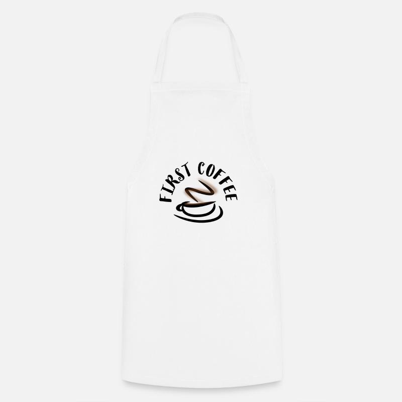 Café, Café, Café, Café, Café, Drôle - Tablier de cuisine - blanc