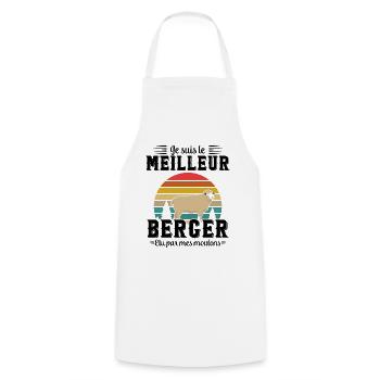 Berger élu par les moutons cadeau humour - Tablier de cuisine - blanc - Devant - AI Model Male 185 dark (185cm)