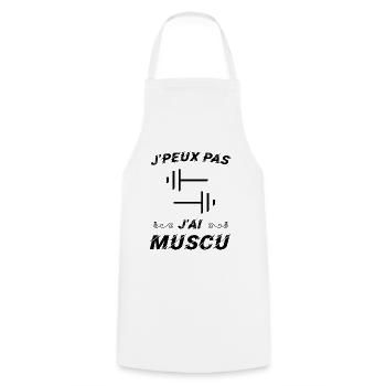 J peux pas j ai muscu - Tablier de cuisine - blanc - Devant - AI Model Male 185 dark (185cm)