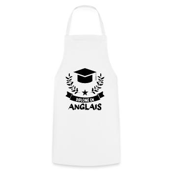 diplômé en anglais. - Tablier de cuisine - blanc - Devant - AI Model Male 185 dark (185cm)