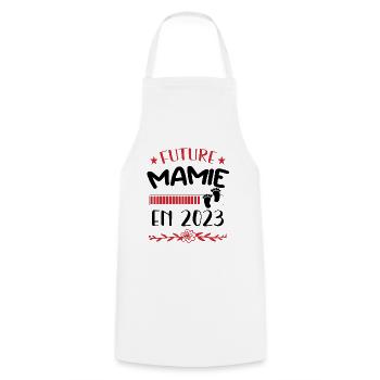 Bientôt Mamie - Mamy - Naissance - Bébé - Enfant - Tablier de cuisine - blanc - Devant - AI Model Male 185 dark (185cm)