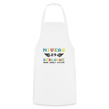 Niveau 29 Débloqué mode adult activé - Tablier de cuisine - blanc - Devant - AI Model Male 185 dark (185cm)