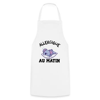 allergique au matin - Tablier de cuisine - blanc - Devant - AI Model Male 185 dark (185cm)