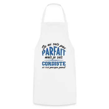 Pas parfaite mais cordiste - Tablier de cuisine - blanc - Devant - AI Model Male 185 dark (185cm)