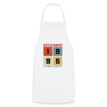 Anniversaire Décembre 1995 - Tablier de cuisine - blanc - Devant - AI Model Male 185 dark (185cm)