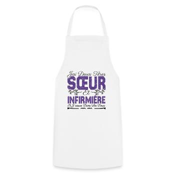 J'ai deux titres Sœur et Infirmière Cadeau soeur . - Tablier de cuisine - blanc - Devant - AI Model Male 185 dark (185cm)