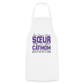 J'ai deux titres Sœur et catmom. Cadeau soeur.chat - Tablier de cuisine - blanc - Devant - AI Model Male 185 dark (185cm)