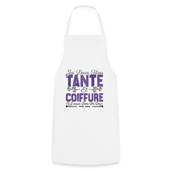 J'ai deux titres tante et Coiffeuse. Cadeau Tante. - Tablier de cuisine - blanc - Devant - AI Model Male 185 dark (185cm)