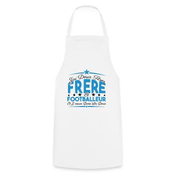 J'ai deux titres frère et Footballeur Cadeau frère - Tablier de cuisine - blanc - Devant - AI Model Male 185 dark (185cm)