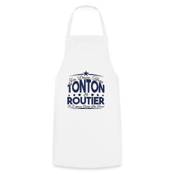 J'ai deux titres tonton et Routier. Cadeau Tonton. - Tablier de cuisine - blanc - Devant - AI Model Male 185 dark (185cm)