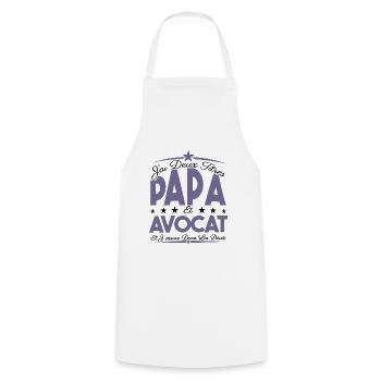 J'ai deux titres Papa et Avocat, Cadeau Papa. - Tablier de cuisine - blanc - Devant - AI Model Male 185 dark (185cm)