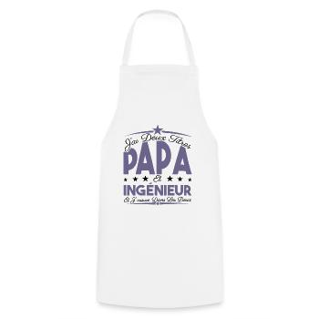 J'ai deux titres Papa et Ingénieur, Cadeau Papa. - Tablier de cuisine - blanc - Devant - AI Model Male 185 dark (185cm)