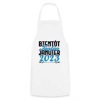 Annonce grossesse. bientôt Tonton Janvier 2023. - Tablier de cuisine - blanc - Devant - AI Model Male 185 dark (185cm)