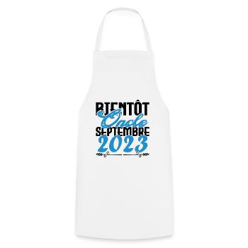 Annonce grossesse. bientôt Oncle Septembre 2023. - Tablier de cuisine - blanc - Devant - AI Model Male 185 dark (185cm)