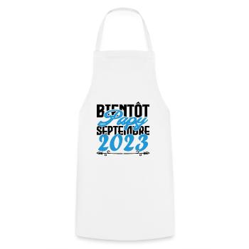 Annonce grossesse. bientôt Papy Septembre 2023. - Tablier de cuisine - blanc - Devant - AI Model Male 185 dark (185cm)