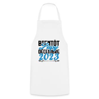 Annonce grossesse bientôt Papy Décembre 2023 - Tablier de cuisine - blanc - Devant - AI Model Male 185 dark (185cm)