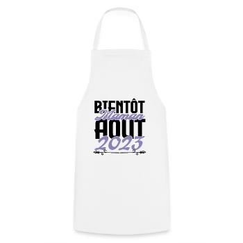 Annonce grossesse. bientôt Maman Aout 2023. août - Tablier de cuisine - blanc - Devant - AI Model Male 185 dark (185cm)