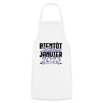 Annonce grossesse. bientôt Mamie Janvier 2023. - Tablier de cuisine - blanc - Devant - AI Model Male 185 dark (185cm)