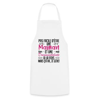 pas facile d'être une maman et une Documentaliste - Tablier de cuisine - blanc - Devant - AI Model Male 185 dark (185cm)