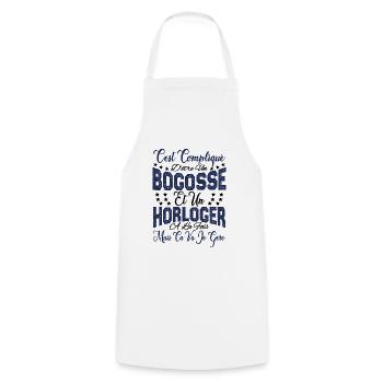 c'est compliqué d'être un Bogosse et un Horloger. - Tablier de cuisine - blanc - Devant - AI Model Male 185 dark (185cm)