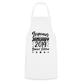 Naissance En Janvier 2019. Cadeau d'anniversaire. - Tablier de cuisine - blanc - Devant - AI Model Male 185 dark (185cm)