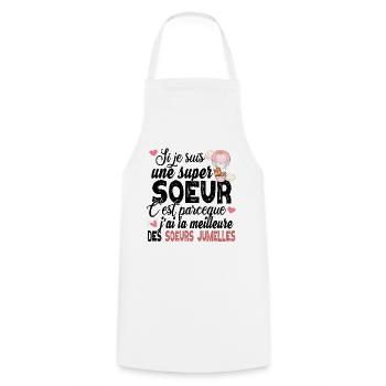 Sœur Sœurs Jumelles Famille Amour Fille Rose - Tablier de cuisine - blanc - Devant - AI Model Male 185 dark (185cm)
