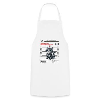 Heart Stealing Kitty - Arrested for Cuteness - Cooking Apron - white - Front - AI Model Male 185 dark (185cm)