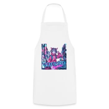 CityGirl Night Out - Neon Adventure - Cooking Apron - white - Front - AI Model Male 185 dark (185cm)